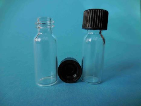 clear glass-vials 1,5 ml NW 8 with screw plug black